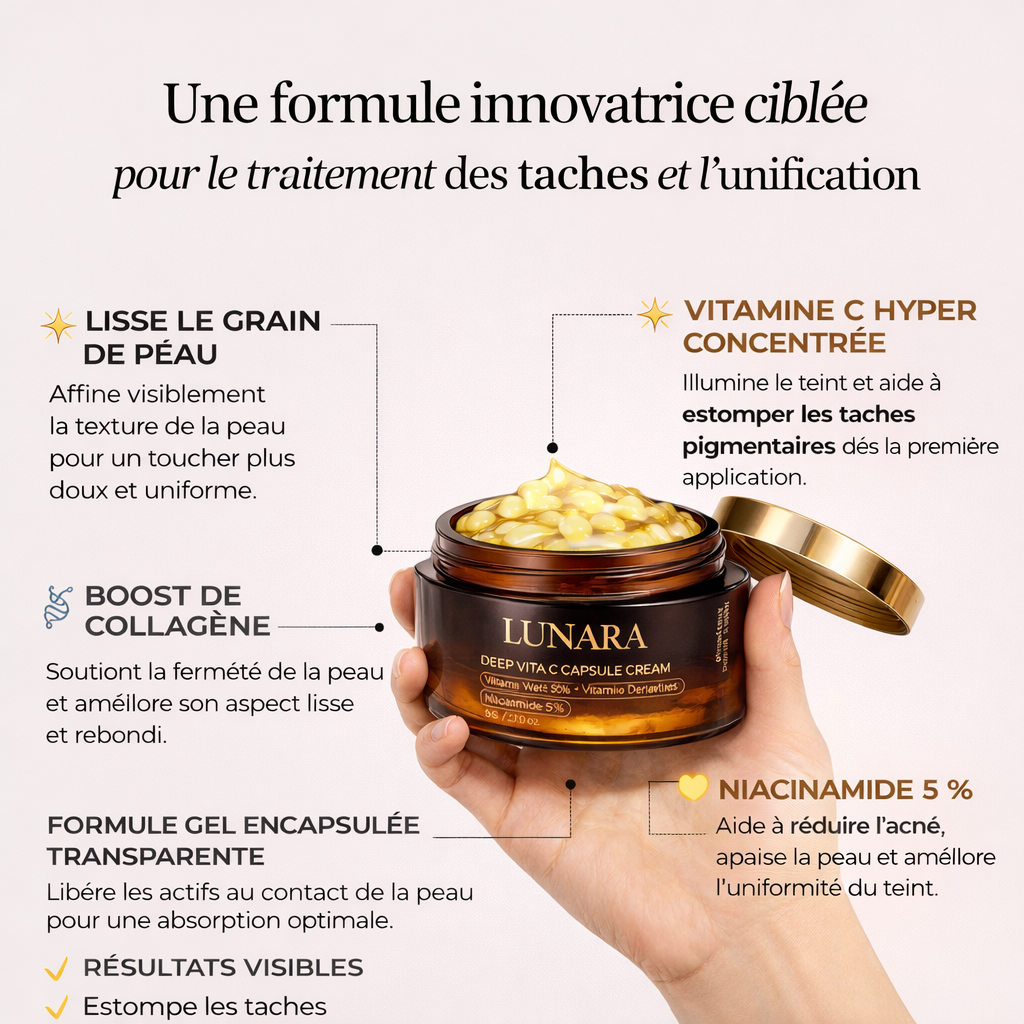 Crème anti-imperfections & anti-âge à base de collagène, niacinamide et vitamine C Lunara cosmetics